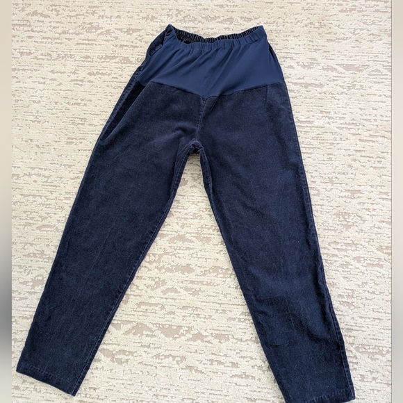 Navy Blue Women's Corduroy Maternity Pants - Picture 7 of 13
